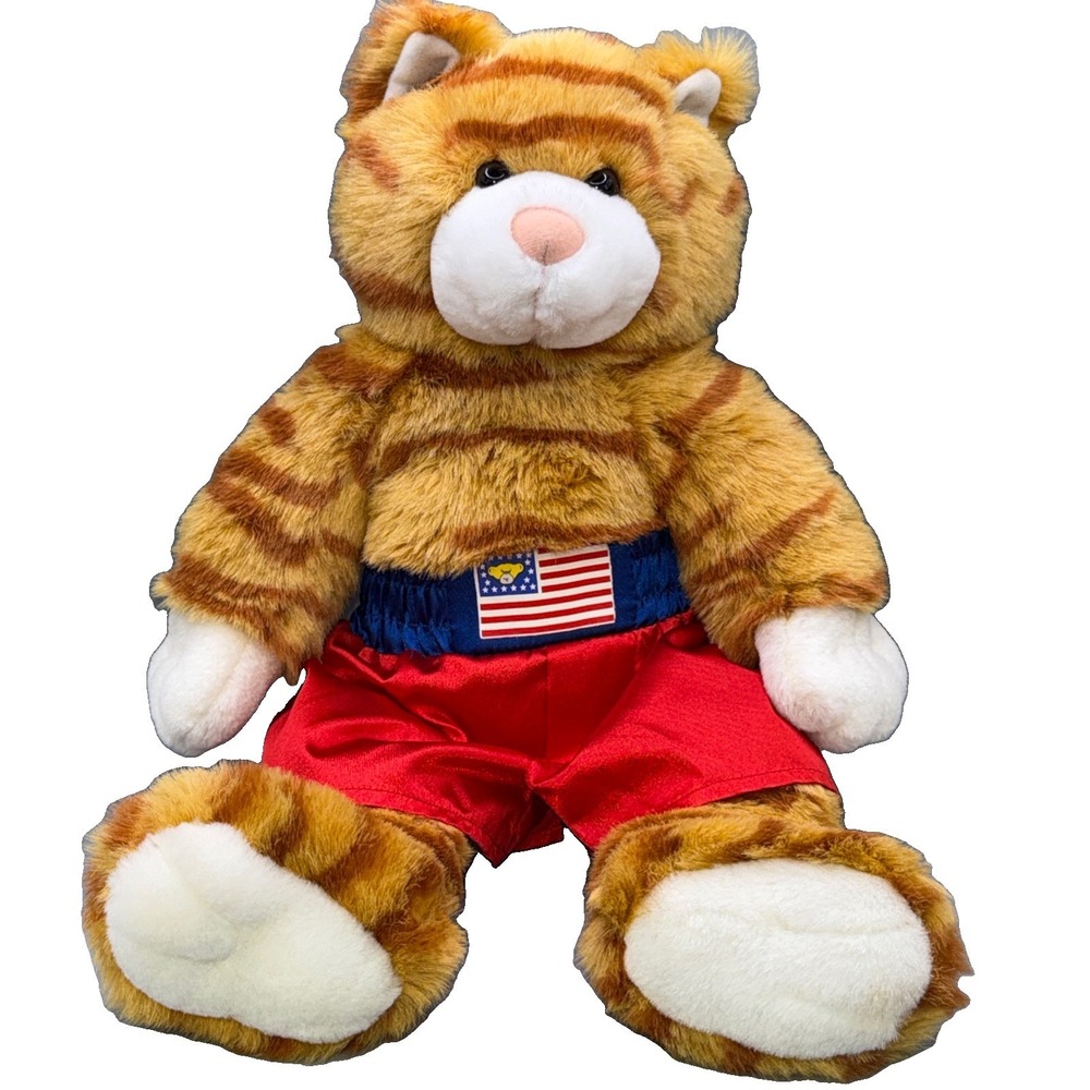 Vintage Build-A-Bear Orange Tabby Cat Stuffed 17" Plush w/ Meow Sounds